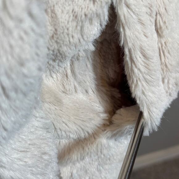 Sanctuary Surplus jacket cream faux fur with pockets & red lining  Sz L mob wife - Picture 5 of 9